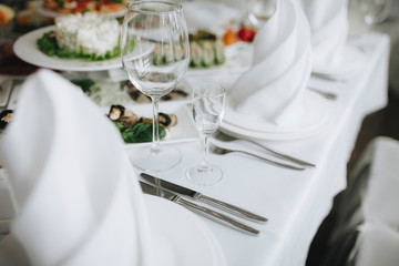 Wedding cultery on table with natural light
