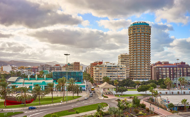 Downtown of Las Palmas on Grand Canary Island / Cityscape of Capital of Gran Canaria