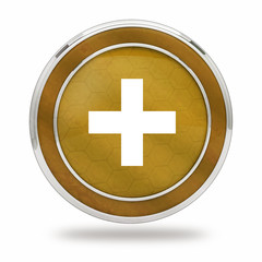 Obraz premium bouton plus addition jaune