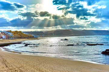 Beach of "Las Canteras" in Las Palmas on Grand Canary Island - Second largest City Beach in the world © marako85
