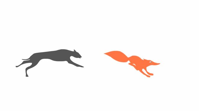 Hound chasing fox (seamless loop animation) 