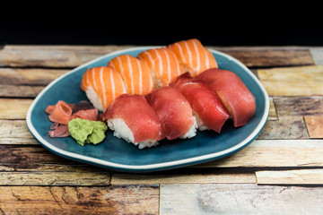 fresh sushi traditional japanese food on the table