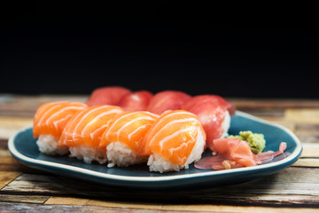 fresh sushi traditional japanese food on the table