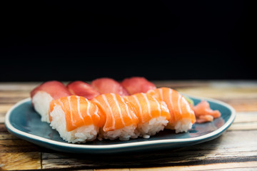 fresh sushi traditional japanese food on the table