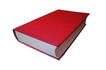 The cover of a red book lying down
