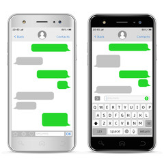 Mobile phones with sms chat. Messenger windows.