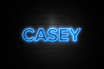 Casey neon Sign on brickwall