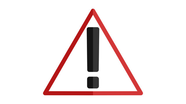 Hazard warning sign with exclamation mark symbol icon red and white