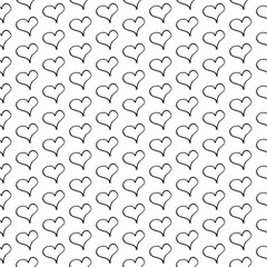 Abstract heart pattern with hand drawn hearts. Cute vector black and white heart pattern. Trendy monochrome doodle heart pattern for fabric, wallpapers, wrapping paper, cards and web backgrounds.