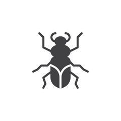 Ground beetle insect icon vector, filled flat sign, solid pictogram isolated on white. Symbol, logo illustration.