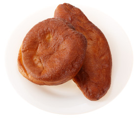 deep fried pies served on a plate, top view