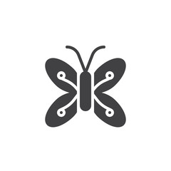 Butterfly icon vector, filled flat sign, solid pictogram isolated on white. Symbol, logo illustration.