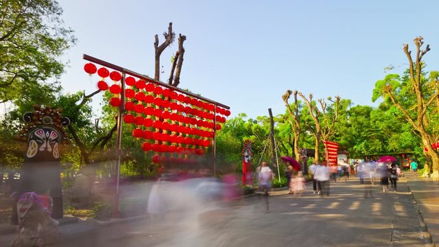 sunny day zhuhai famous new yuan ming decorated road park panorama 4k timelapse china
