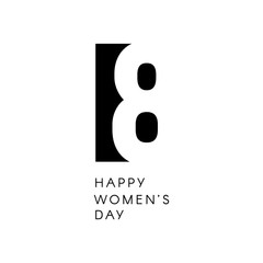 Happy womens day sign. Black negative space vector logo.