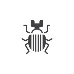 Beetle bug insect icon vector, filled flat sign, solid pictogram isolated on white. Scarab bug symbol, logo illustration.