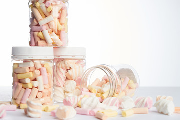 Colorful small marshmallows yellow