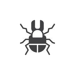 Beetle icon vector, filled flat sign, solid pictogram isolated on white. Bug insect symbol, logo illustration.