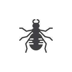 Ground beetle icon vector, filled flat sign, solid pictogram isolated on white. Bug insect symbol, logo illustration.