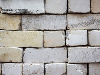 folded old  white brick, for repair and construction