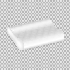 Realistic pattern template white pillow. Empty white pillow rounded form.