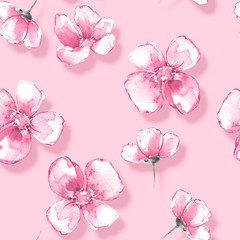 Floral seamless pattern 12. Watercolor background with pink flowers