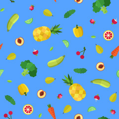 Vegetables and fruits seamless vector pattern. Part two.