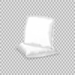 Realistic pattern template white pillow. Empty white pillow square shape.