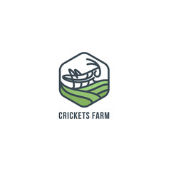 Grasshopper on the field. Geometric figure. logo Grasshopper, cricket insect logo