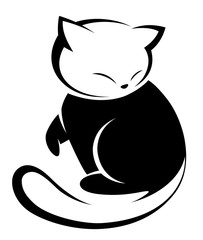Cat logo illustration on white background.