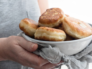 Delicious, fragrant pies baked by a caring grandmother for her little granddaughter