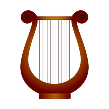 Isolated lyre. Musical instrument