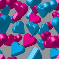 Blue Pink Hearts Seamless Pattern