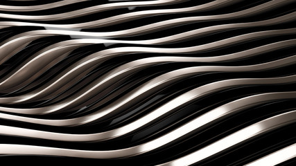 Black and white background with lines. 3d illustration, 3d rendering.