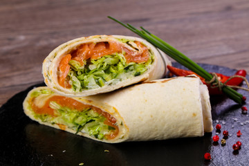 Salmon roll tortilla