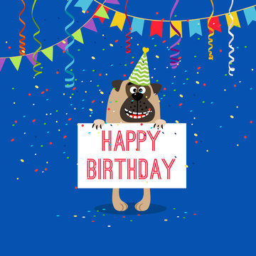 Happy birthday greeting card with dog