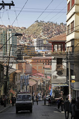 Fototapeta na wymiar Street scene in La Paz, Bolivia