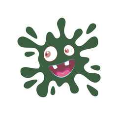 Cartoon green blot. Eyes and mouth. Vector illustration