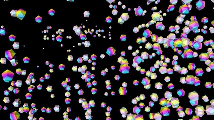 Holographic gems background. 3d illustration. Rhinestones abstract wallpaper. Rainbow multicolor pyramids. Crystals. Diamonds. Jewelry. Fashion. Simple geometric shapes backdrop.