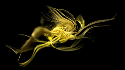 Abstraction gold fractal. 3d illustration, 3d rendering. background