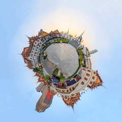 360 Panorama of Wat Yannawa public landmark in Thailand / circle panorama of Thai temple