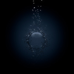 Broken glass sphere black background. 3d illustration, 3d rendering.