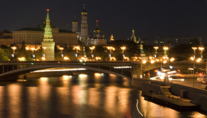 Fototapeta na wymiar Moscow Kremlin classic scenic view at night