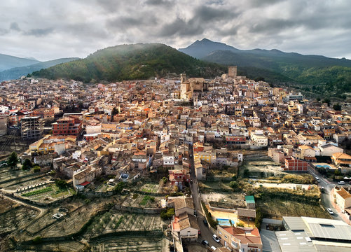 Aerial view of Moratalla town. Spain
