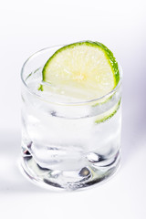 vodka soda with a lime
