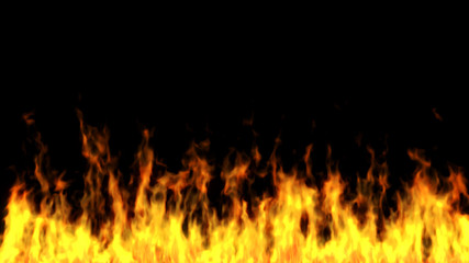 Flames on a black background. Computer generated.