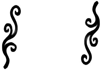 Black beautiful watercolor hand drawn decoration isolated on white, frame dividers background element.