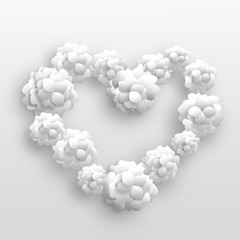 Flower heart. Valentines greeting card. 3d illustration