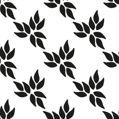 Ornamental seamless floral ethnic black and white pattern