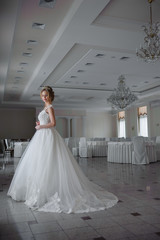 Beautiful bride in wedding dress before wedding ceremony