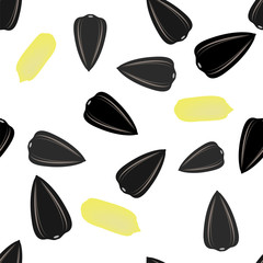 Sunflower Ripe Black Seed Seamless Pattern